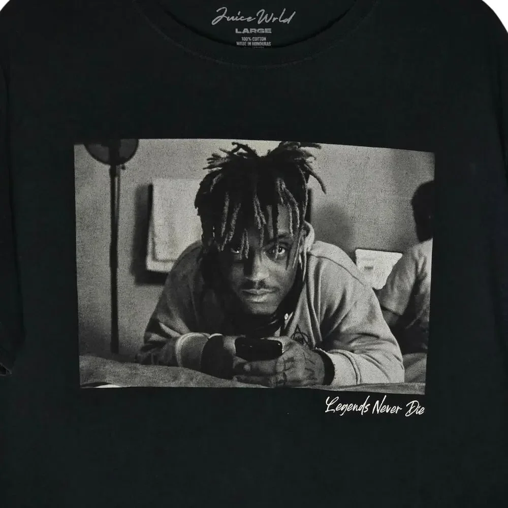 Juice WRLD Legends Never Die Official Merch Black Graphic T Shirt Large L